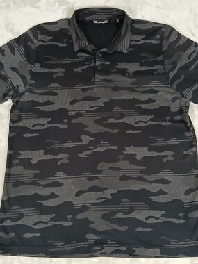 Travis Mathew Polo Shirt Men's XL Camo Black Beachside Stealth Golf Camouflage